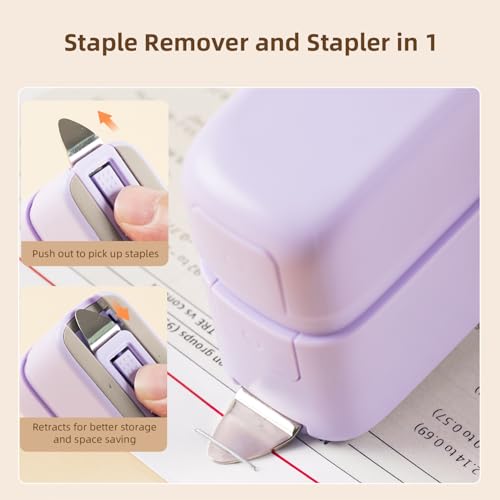 deli Stapler, Desktop Staplers with Integrated Staple Remover, 45 Sheet Capacity Office Stapler, Purple - Image 6