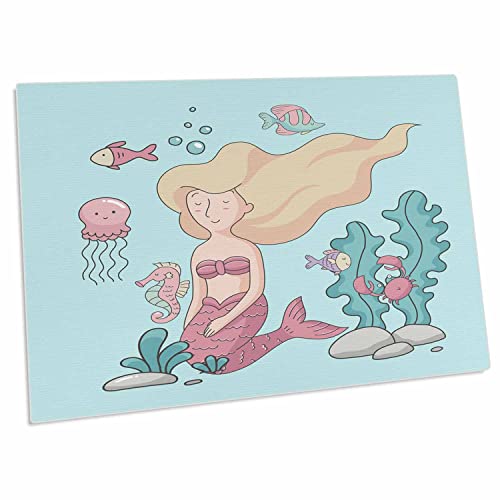 3dRose Ocean Underwater Mermaid and Animal Illustration Desk Pad