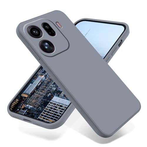 Wousunly Compatible with Oppo Find X9 Pro Case Slim Silicone Liquid Full Body Cover,Phone Case for Find X9 Pro Soft Shockproof Cute Anti-Scratch Microfiber Lining Funda para Protective (Grey)