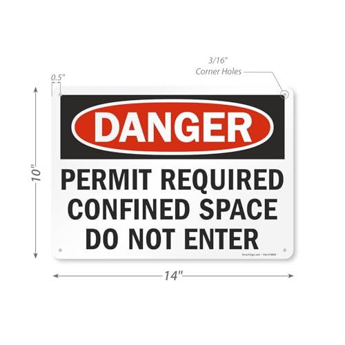 Panneau espace confiné danger permit required do not enter 10x14