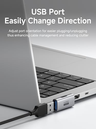 Image of Hagibis USB 3.2 Adapter 2 Pack, 90 Degree Right and Left Angle USB A Male to Female Connector OTG Adapter Cable Extender for Laptops Charger PC Car Mouse Keyboard (Vertical Front)