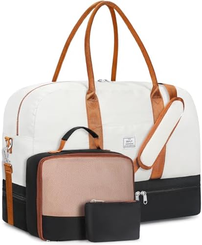 Weekender Bag for Women, Large Overnight Bag Canvas Travel Duffel Bag Carry On Tote with Shoe Compartment 21