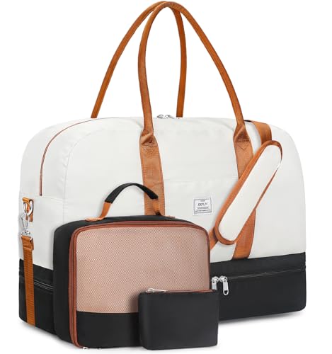 Weekender Bags for Women, Large Overnight Bag Canvas Travel Duffel Bag Carry On Tote with Shoe Compartment 21