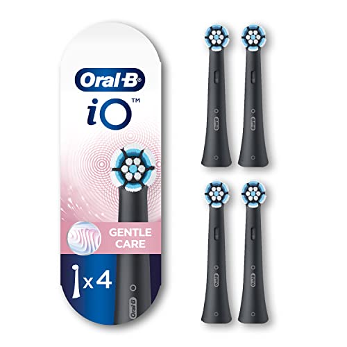 iO Series Gentle Care Replacment Brush Head for Oral-B iO Series Electric Toothbrushes, Black, 4 Count