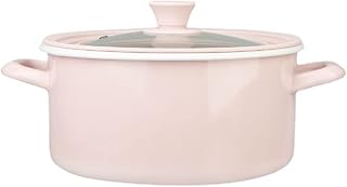 Ollas de Cocina binaurales esmaltadas, Estufa electromagnética, Estufa de Gas, Olla Especial para Sopa, Olla esmaltada para el hogar, Color Rosa