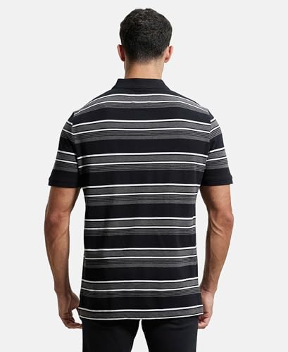 Image of Jockey US93 Men Super Combed Cotton Rich Striped Polo T-Shirt