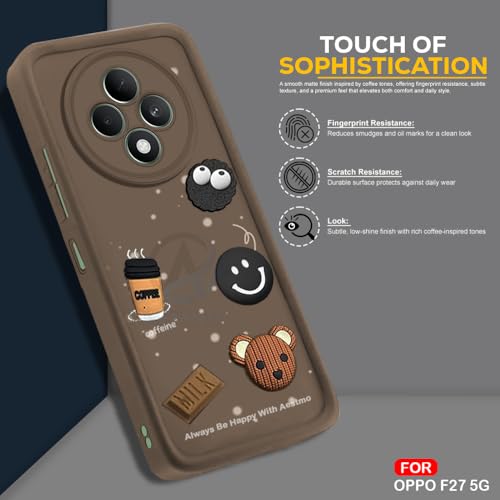 Image of AESTMO Back Case Cover for Oppo F27 5G | Cute Fun Cartoon 3D Ball | Coffee Silicone Case | Full Body Protection | Camera Protection Back Cover for Oppo F27 5G (Brown)