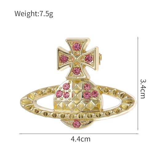 Image of Dreuyet Saturn Planet Brooch Pin for Women Ladies Dainty Rhinestone Star Lapel Pin Cubic Zirconia with Crystal Planet Brooch Fashion Dress Accessories Jewelry for Suit Clothing Jackets Badges