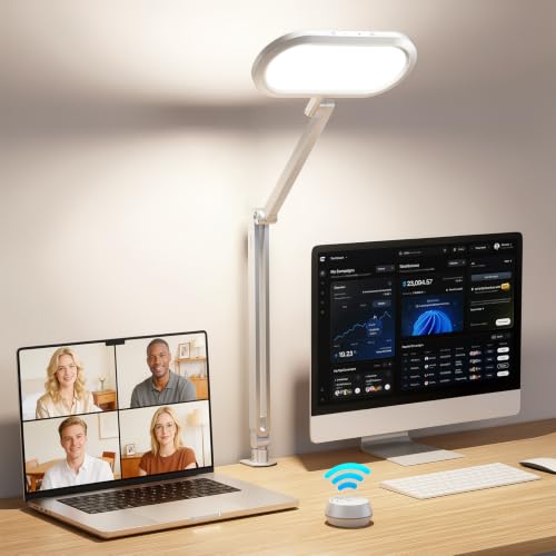Image of LitONES LED Desk Lamp with Clamp and Stepless Remote, Dual-Sided Soft Light