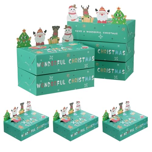 HSEAMALL Boîtes cadeaux de fête de Noël, boîtes à bonbons en papier kraft, petites boîtes vides pour cadeaux, boîtes de friandises pour le Nouvel An,...