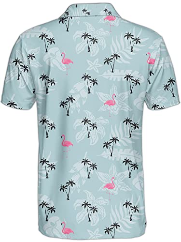 Palisar Hawaiian Golf Shirts For Men Flamingo Shirt Men Wild Golf Shirt Crazy Golf Shirts For Men Tropical Polo Shirts For Men #TOP1