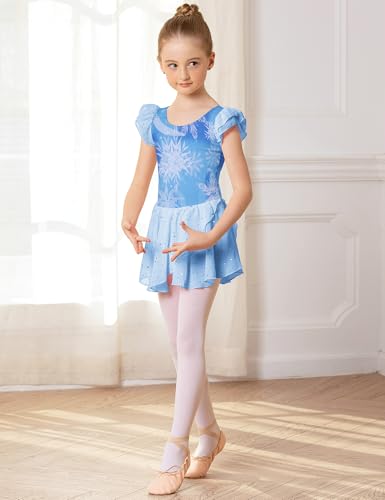 Image of Arshiner Girls Ruffle Sleeve Ballet Dance Dress Tutu Skirted Leotard
