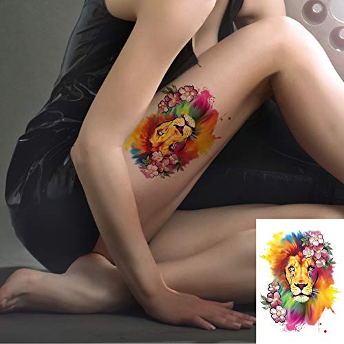 Kotbs 8 Sheets Full Arm Temporary Tattoos Sleeve And Half Arm Tattoos Temporary Stickers, Lion Animal Temporary Tattoo For Men Women Adults Fake Tattoos #TOP5