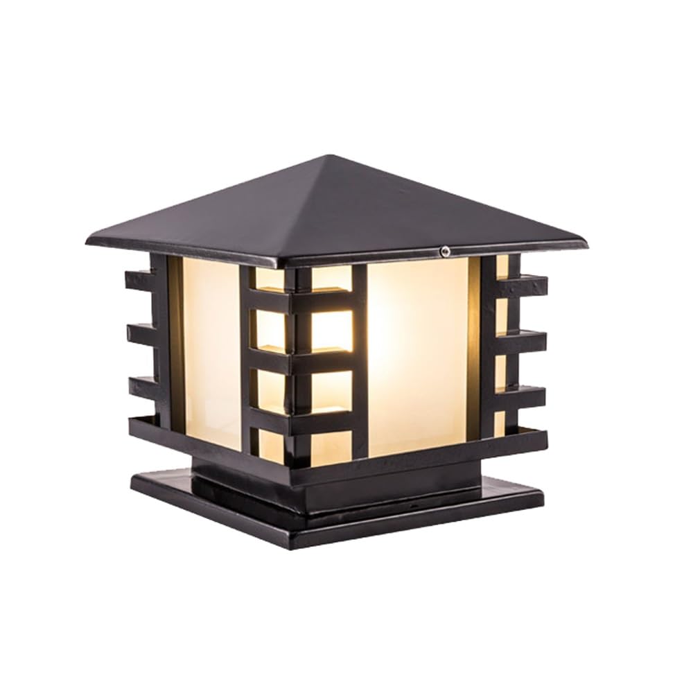 GTHTUHFD Black Column Lamp, Square Post Cap Lights, Rainproof Deck Fence Lighting For Walkway, Driveway, Patio, Porch,Width:7.9inch/20cm