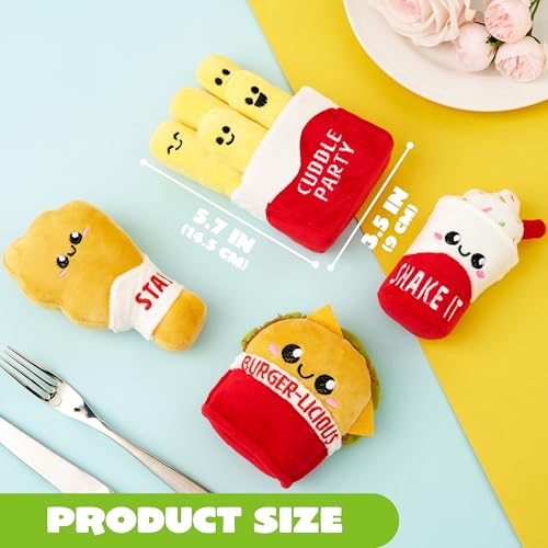 Image of JOYIN 4 Pcs Emotional Support Plushies, Fast Food Plush Stuffed Toys Set, Anxiety Relief Toys, Burger Fries Chicken Nuggets & Milkshake Plushies, for Friends Women Kids