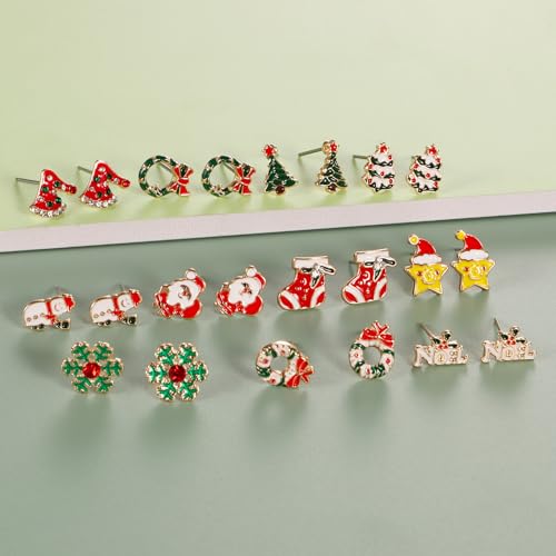 Image of 33 Pairs Stainless Steel Cartoon Earrings for Girls - Hypoallergenic Colorful Stud Earing Set, Mix & Match Cute Earring for Teens, Kids, Doll Dressup Accessories