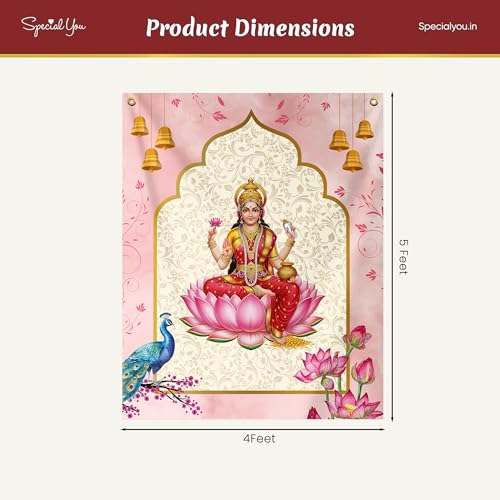 Image of Special You Diwali Decoration for Home with Laxmi (5x4Ft) Back Drop Curtain for Decoration, Home Decor for Living Room, Wall Decor Items, Curtains for Living Room Decorations