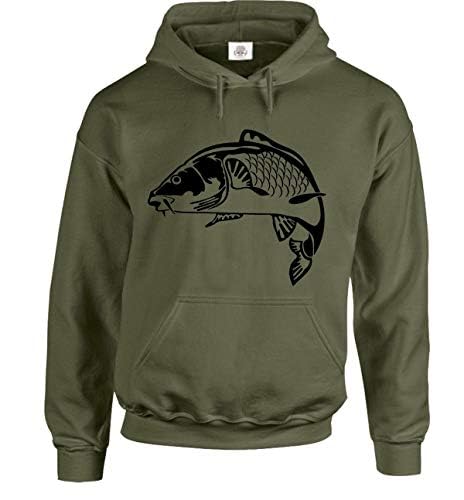 Darkwear KOI Pêche à la carpe Cadeaux pour hommes Pêcheurs Vêtements à capuche, vert militaire, L