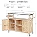 LZ LEISURE ZONE Large Outdoor Grill Table, Farmhouse Solid Wood Outdoor Kitchen Island Bar Table with Stainless Steel Top, Rolling Bar Cart with Storage Cabinet for Patio/Kitchen/Grill, Natural