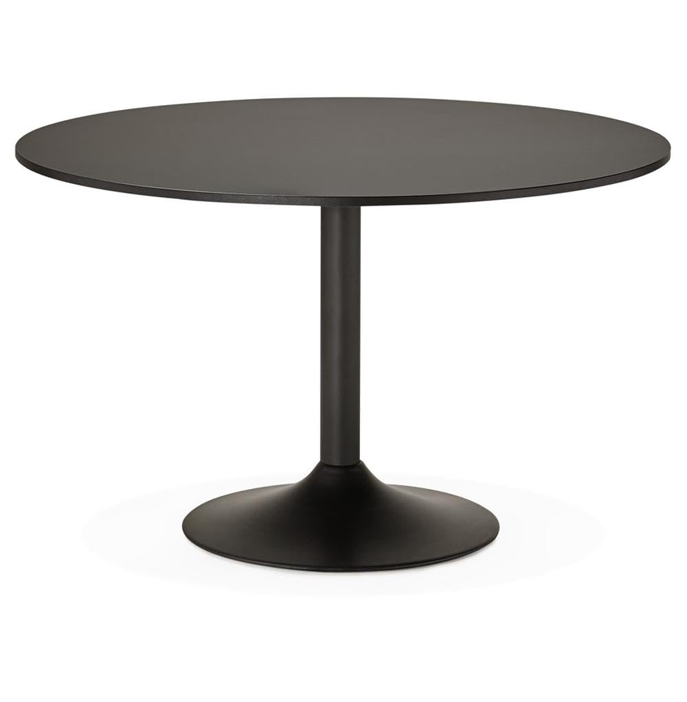 Vielseitiger Besprechungstisch Rund Ø 120 cm | Stabiler Konferenztisch für Büro & Meeting | Fördert Kommunikation | Melamin Schwarz Büro-Esstisch | Sternförmiges Untergestell | Pflegeleicht - VURANO