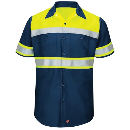 Image of Red Kap Men's Hi-vis Ss Colorblock Ripstop Work Shirt-Type O, Class 1