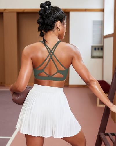 Image of Sports Bras for Women, Medium-High Support Strappy Padded Running Sports Bras with Removable Cups