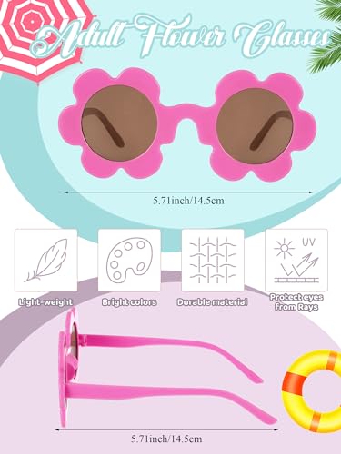 Image of Kanayu Summer Flower Sunglasses for Women 5.71 Inch Round UV Protection Adults Daisy Sunglasses Decor for Beach Party Gift