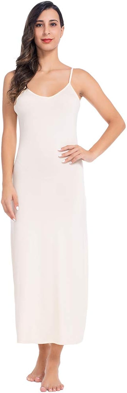 MANCYFIT Long Slips for Under Dresses Full Length Adjustable Spaghetti