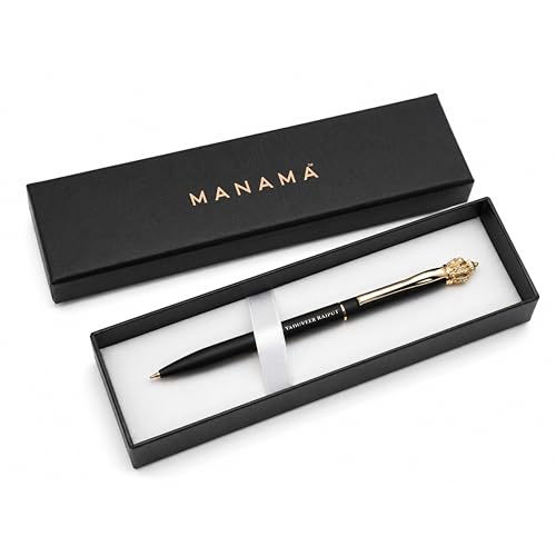 Image of MANAMA Premium Metal Body Royal Customize Name Pen With Gift Box | Ink Color - Blue | Refillable Ink | Gift For Employees | Unique Gifts For Entrepreneurs Corporate