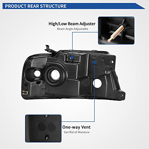 Image of OEDRO Headlight Assembly Replacement for 2004-2008 FORD F150 Headlamp with Amber Reflector Black Housing 04-08 F-150 Headlights