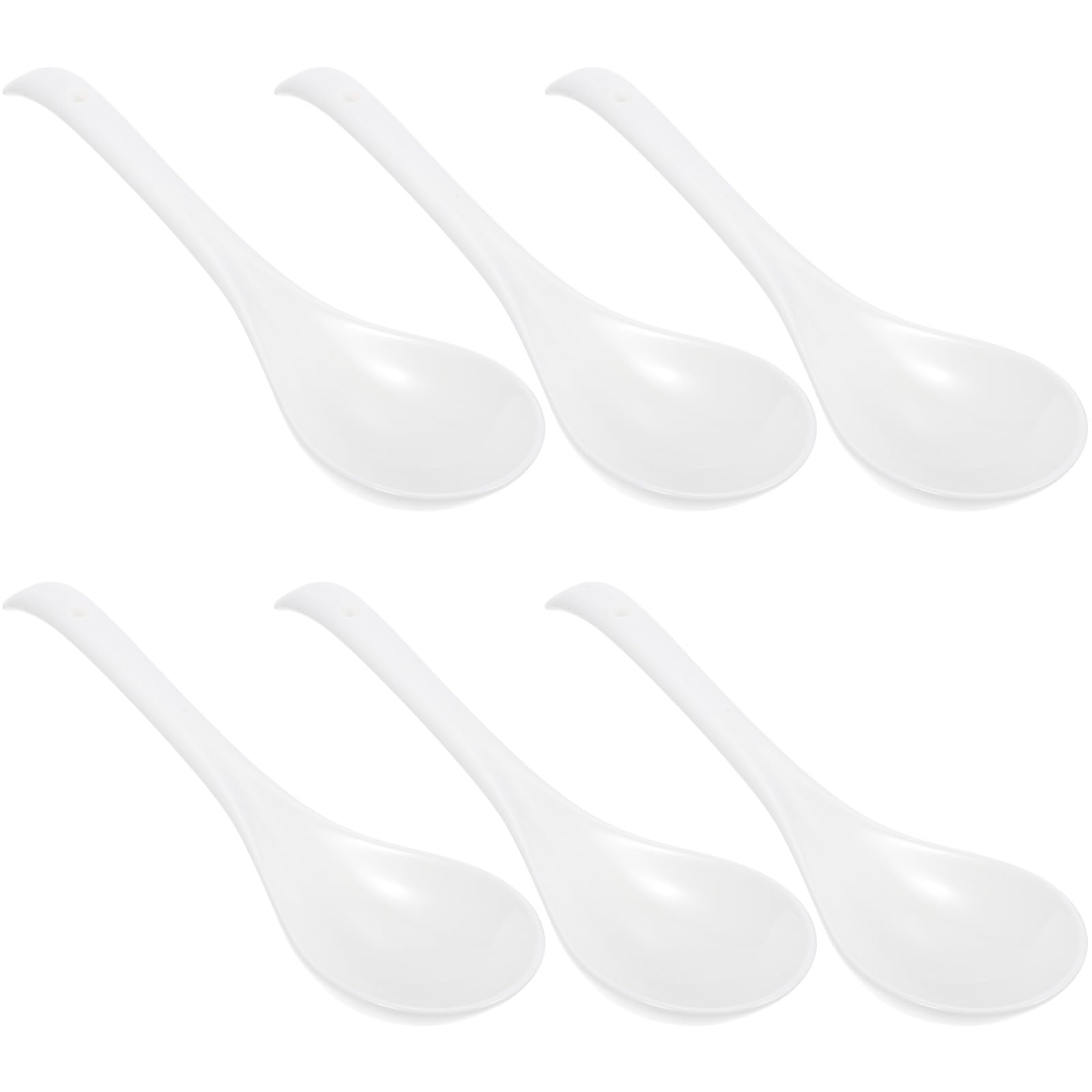 Luxshiny Lot de 6 Cuillères en Céramique Blanche Robustes et Élégantes, Cuillères à Riz Cuisine Service en Restaurant