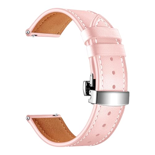 Image of ACM Watch Strap 20mm compatible with Compaq Q Watch Smartwatch | Luxury Leather Clasp Lock Belt Band