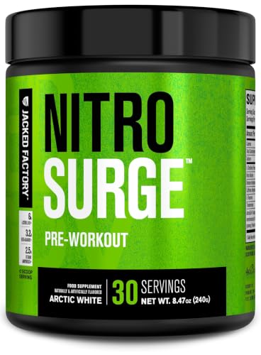 Nitrosurge Pre Workout Powder - 6g L-Citrulline 3.2g Beta Alanine 2.5g Betaine Anhydrous 360mg Caffeine Anhydrous - 30 Servings Arctic White