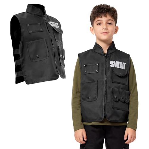 Disfraz Chaleco SWAT para Niños Talla 5-6 Negro miniatura 1