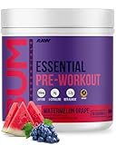 RAW Essential Pre-Workout Powder (Watermelon Grape) - Chris Bumstead Sports Nutrition Supplement for Men & Women - Preworkout Energy Powder with Caffeine, L-Citrulline, L-Tyrosine & Beta Alanine Blend