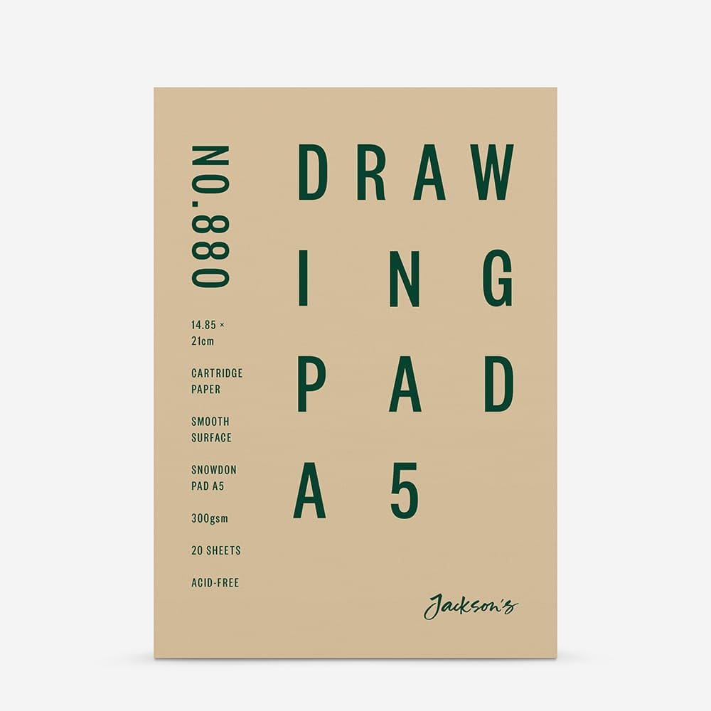 Jackson's White Snowdon Cartridge Pad Acid Free Paper A5 300Gsm 20 Sheets