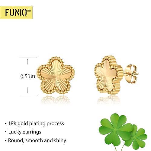 18K Gold Plated Clover Earrings for Women-Four Leaf Flower Lucky Stud Earrings 4 Leaf Dangle Earrings Simple Jewelry Gifts for Women2