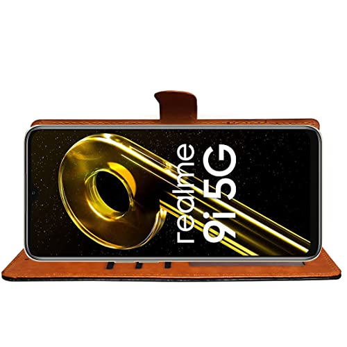 Image of Flip Cover Back Case for Realme 9i 5G | Premium Leather Finish | Inbuilt Pockets & Stand | Flip Cover Back Case for Realme 9i 5G (CamelBlack)