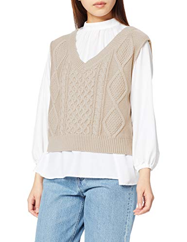 [フリーズマート] セーター バックリボンショート丈ケーブルニットベスト 