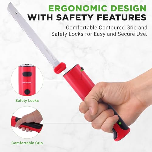 image for NutriChef Cordless Electric Knife | Easy to Use Constant ON/OFF Safety
