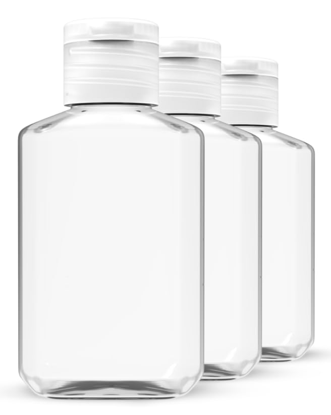 Pixeldot 20 PCS of 60ml/2oz EMPTY PET Oval Squeeze bottle with Flip Cap