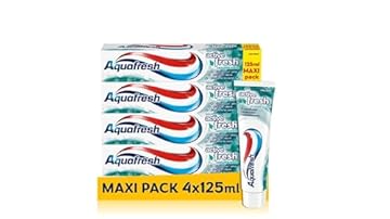 Aquafresh Active Fresh Dentifricio con mentolo, Alito Fresco, Pulizia Attiva, previene le Carie, Maxipack 4x125 ml