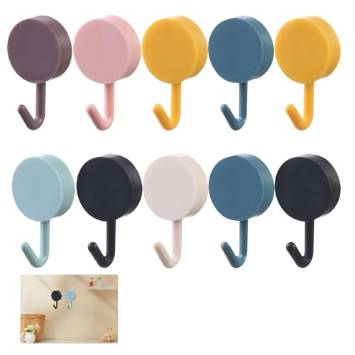 10 Stück Haken Selbstklebend, Bunt Kreativer Kleine Selbstklebende Wandhaken,Wand Klebend Schlüsselhalter Kleiderhaken Kinder,Kunststoff Schlüsselhaken Klebehaken Klein für Kinderzimmer Dekorative