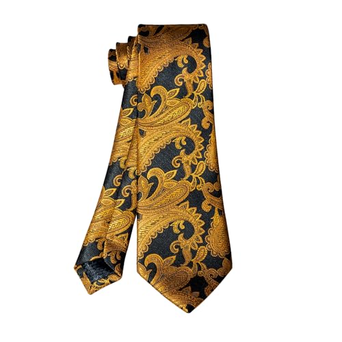 Image of 5PCS Mens Silk Tie, Pocket Square, Cufflinks, Drilled Tie Ring and Lapel Pin Set for Wedding Groom Party