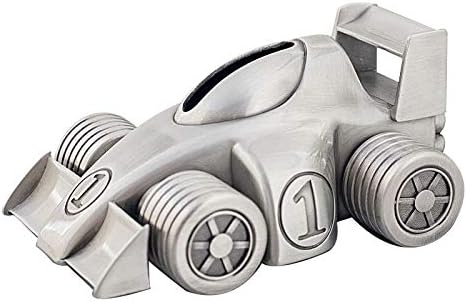Pewter Racing Car Kids Metal Coin Bank