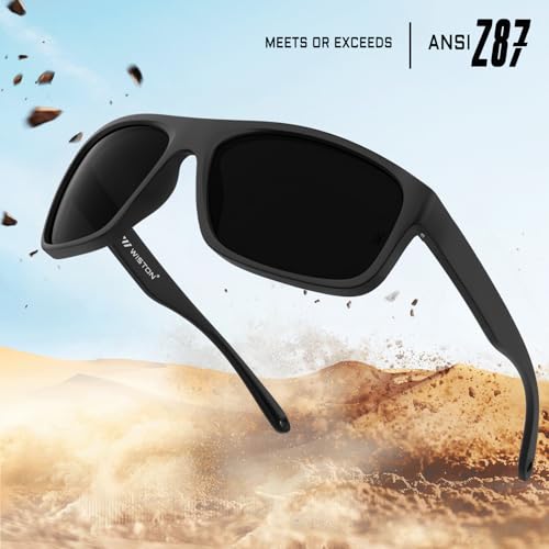 Image of WISTON XL Z87 Sunglasses for Men Women Wraparound Safety Sunglasses UV400 Protection TR90 Sports Rectangle Frame Z8247