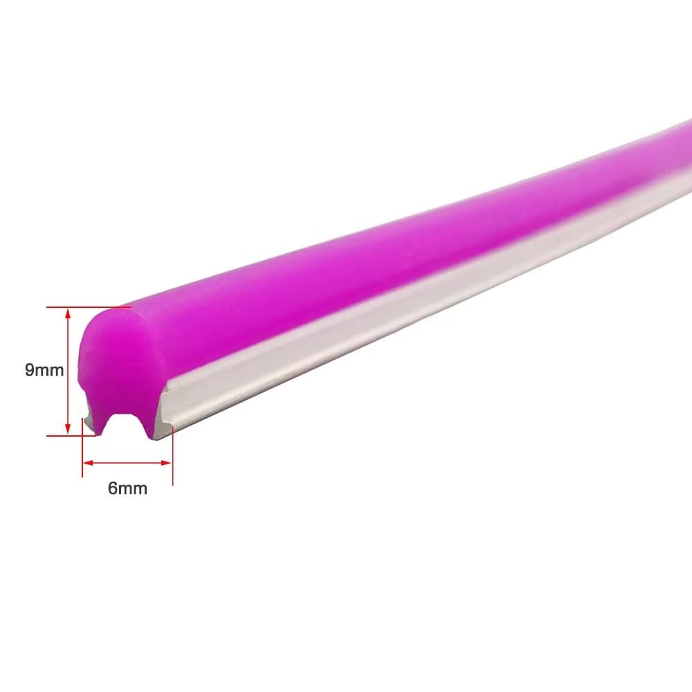Difusor flexible y plegable, Tira de neón flexible 6 mm Canal 1-10 m Vista 120 grados 10 colores Letreros DIY(Lemon Yellow,10meters)