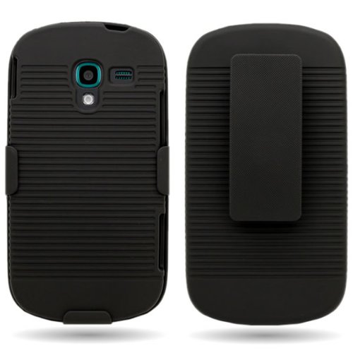 Coveron® Holster Belt Clip Hard Combo Case For Samsung Galaxy Exhibit - Black #TOP18
