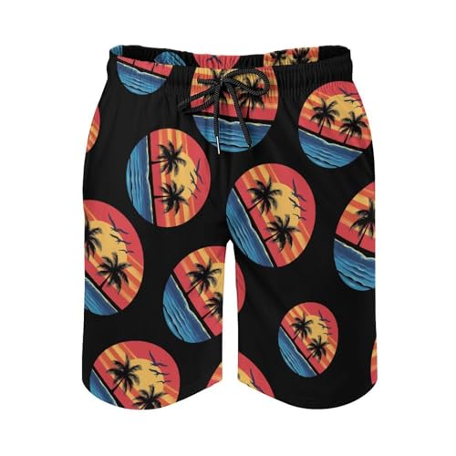 Palm Tree Mens Swim Trunks Quick Dry Board Shorts Beach Swimwear Bathing Suits2