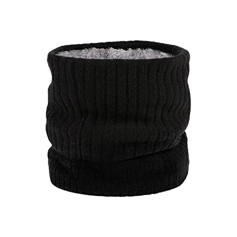 HGDGears Fleece Neck Warmer Windproof Thermal Knitted Snood Scarf for Men Women Thick Winter Cold Weather Knitted Circle Scarf for Outdoor Sports(Black) Cover